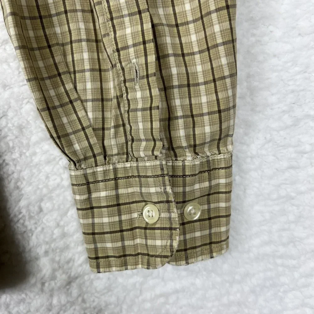 J Crew Shirt Mens Large L Yellow‎ Check Button Up Long Sleeve Casual Pure Cotton